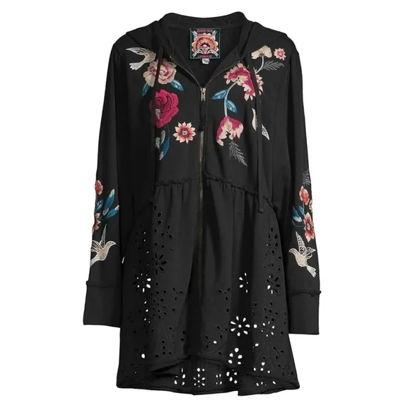 Johnny Was Floral Junia French Terry Cotton Zip Up Hoodie Jacket - Picture 15 of 15
